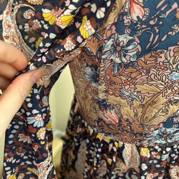 70s style Shein tie-neck multicolored paisley print midi dress - Picture 6 of 7